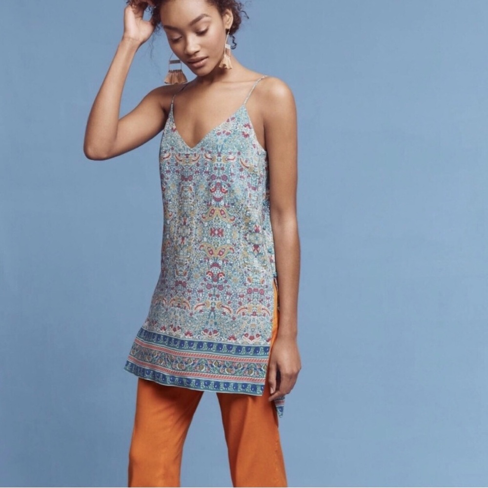 NWOT Anthropologie Maeve Jade Ethnic Silk Tunic